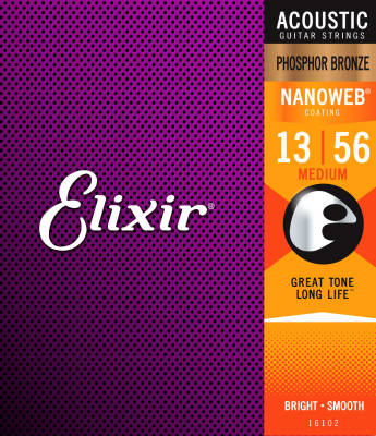 Elixir Strings - Cordes acoustiques moyennes NANOWEB Bronze phosphoreux 13-56
