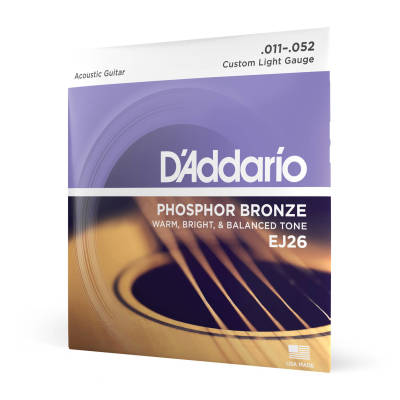 DAddario - EJ26 - cordes bronze phosphoreux CUSTOM LIGHT 11-52